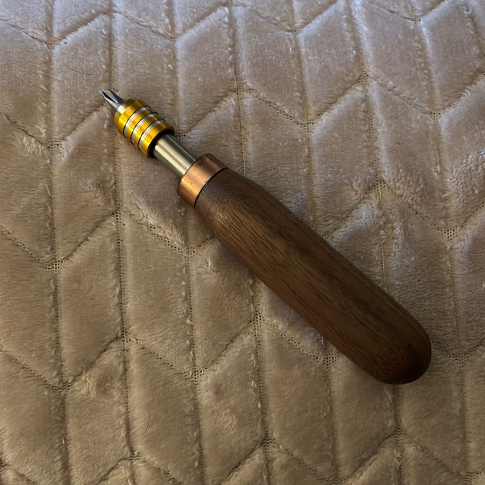 Hand Turned Wood Handle Screwdriver with quick release catch